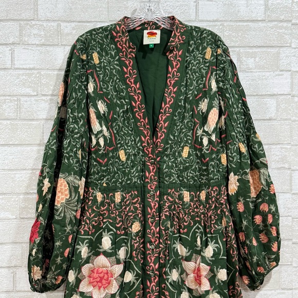 FARM RIO Green Pineapple Garden Long Sleeve Mini Dress - Green Multi - Sz - XL - Picture 7 of 13